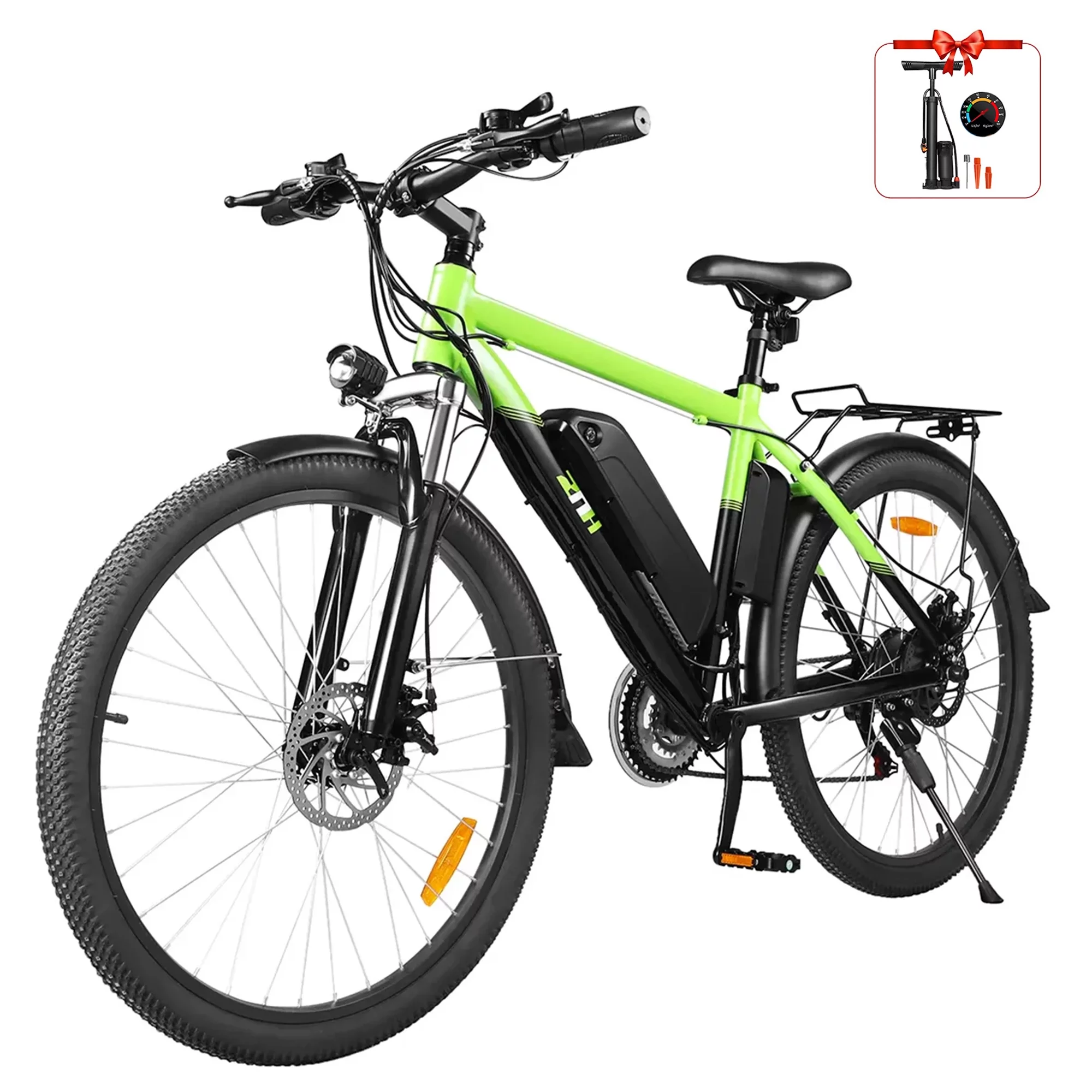 ZNH Electric Bike 26 Adults Ebike 350W Motor 36V 10Ah Battery Shimano 21-Speed Mountain City Ebike Seamless Formed Frame, Green