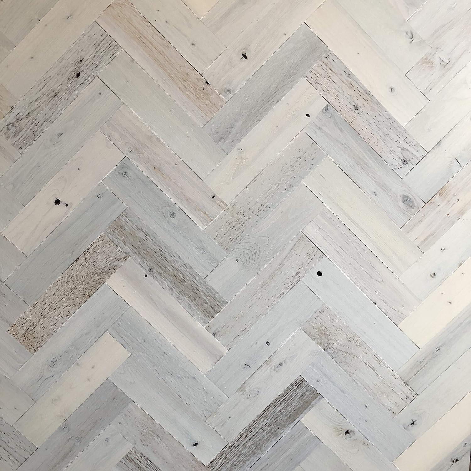Timberchic River Reclaimed Wooden Wall Planks - Simple Peel and Stick Application Herringbone Pattern (3 Width, River Planks)