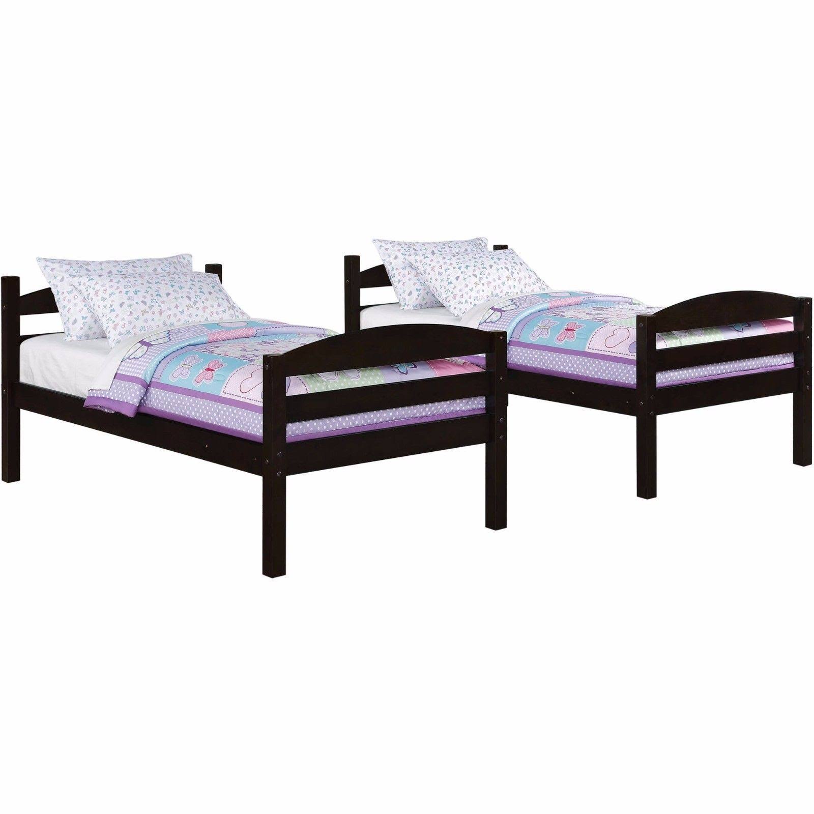 Mainstays Twin Over Twin Wood Bunk Bed, Walnut