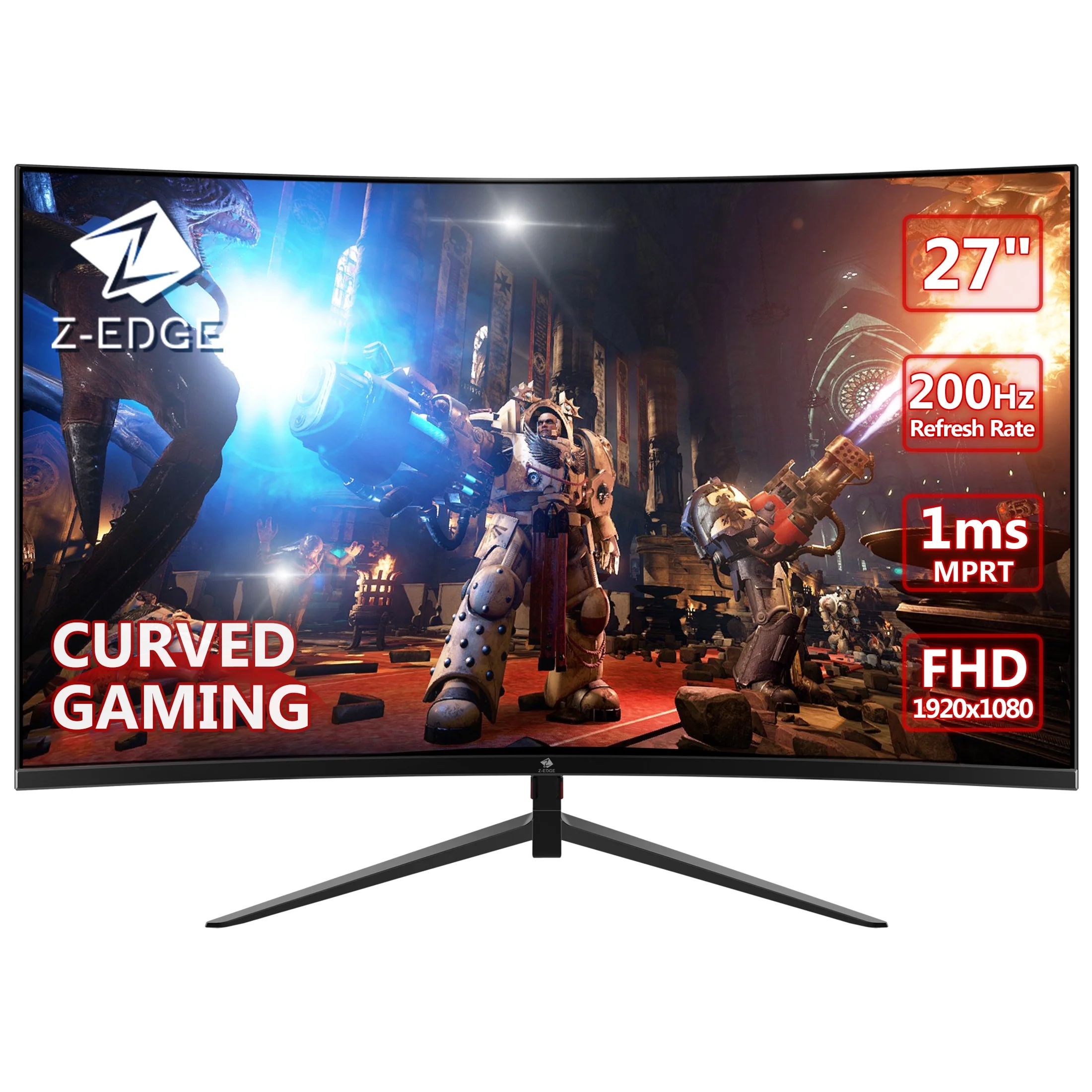 Z-EDGE UG27 27-Inch LED Curved Gaming Monitor 200Hz(DP) 144Hz(HDMI) 1ms Full HD 1920x1080 HDMI DP Port