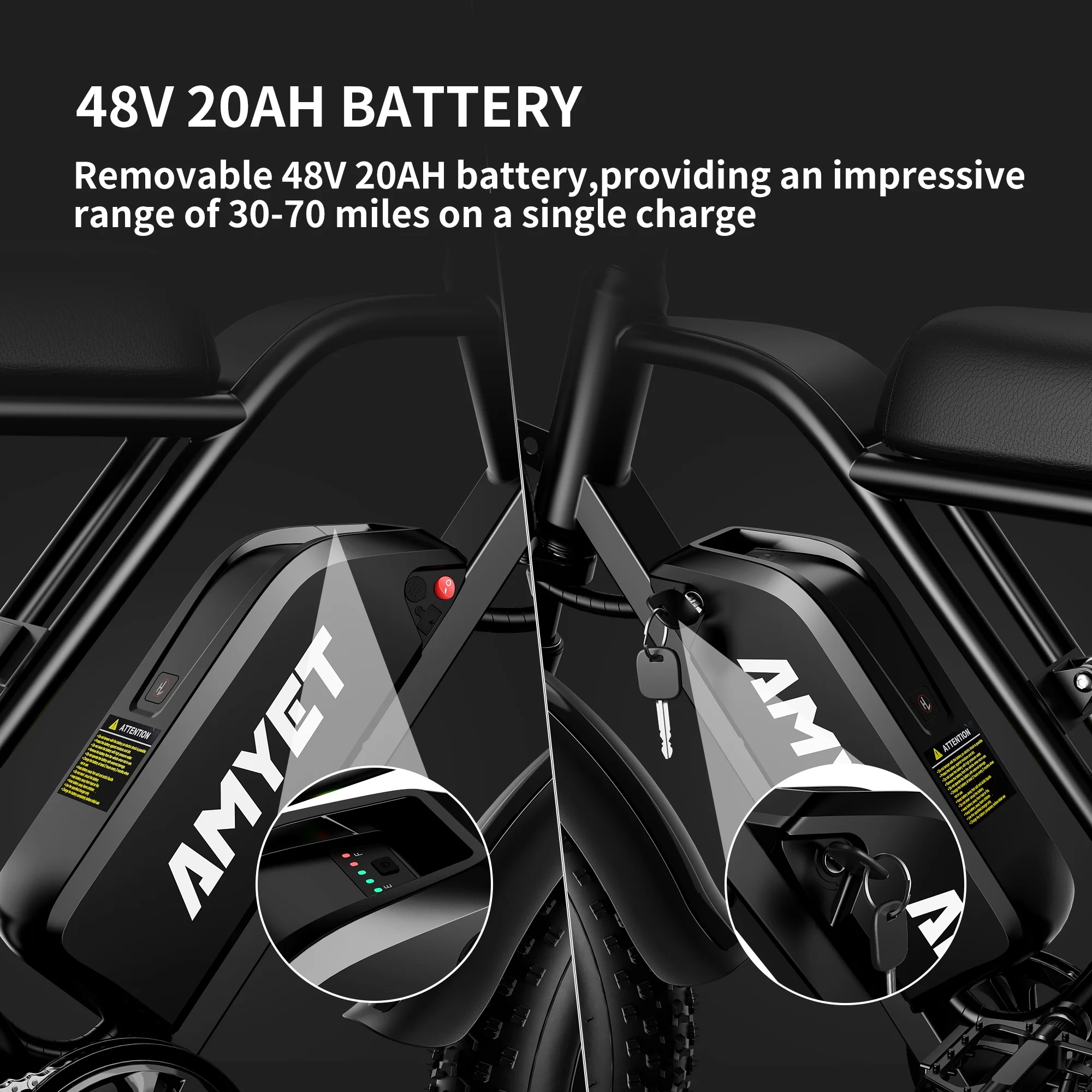 AMYET G60 Electric Bike for Adults,750W Ebike with 48V20Ah Removable Battery,20MPH &70 Miles 7 Speed Gears,20" Fat Tire Electric Bike,Dual Shock Absorber,Adults Electric Bicycle for Men