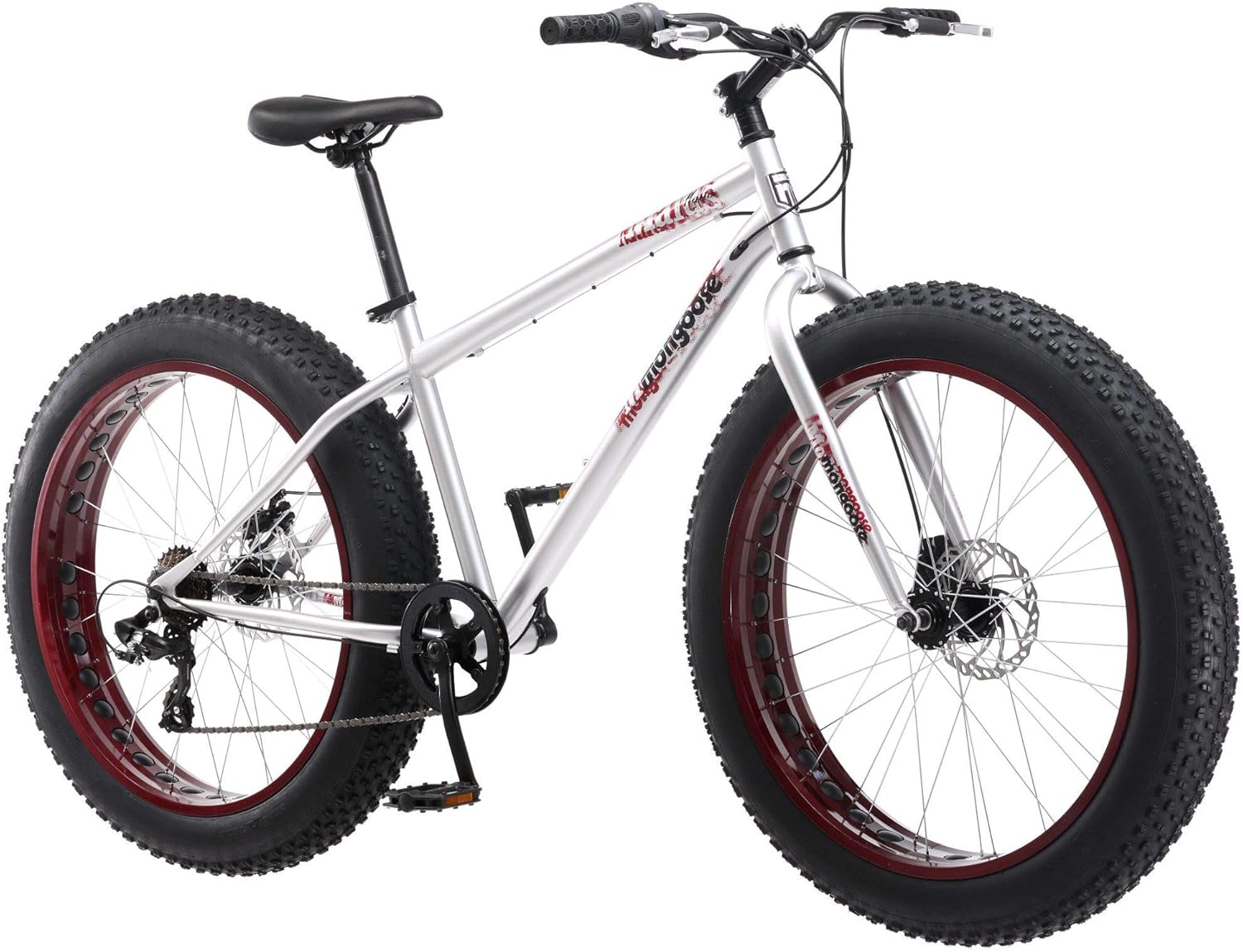 Mongoose Malus Adult Fat Tire Mountain Bike, 26-Inch Wheels, 7-Speed, Twist Shifters, Steel Frame, Mechanical Disc Brakes, Multiple Colors