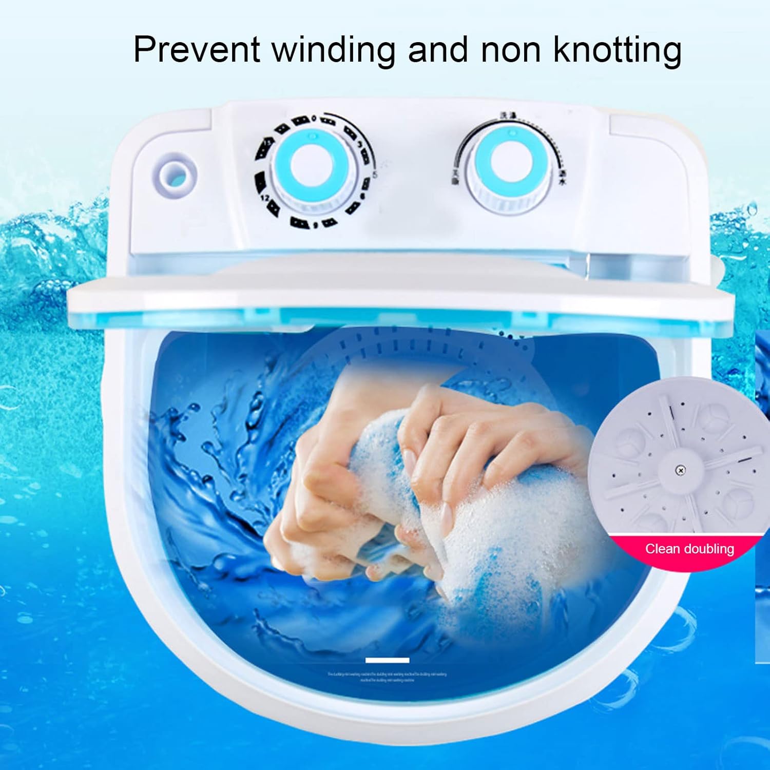 Portable Washing Machine, Mini Washer and Dryer Combo, Mini Top Load Washing Machine Washer Spinner for Camping, RV, Travel, Lightweight and Easy to Carry