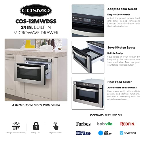 Cosmo COS Built-in Microwave Drawer with Automatic Presets, Touch Controls, Defrosting Rack