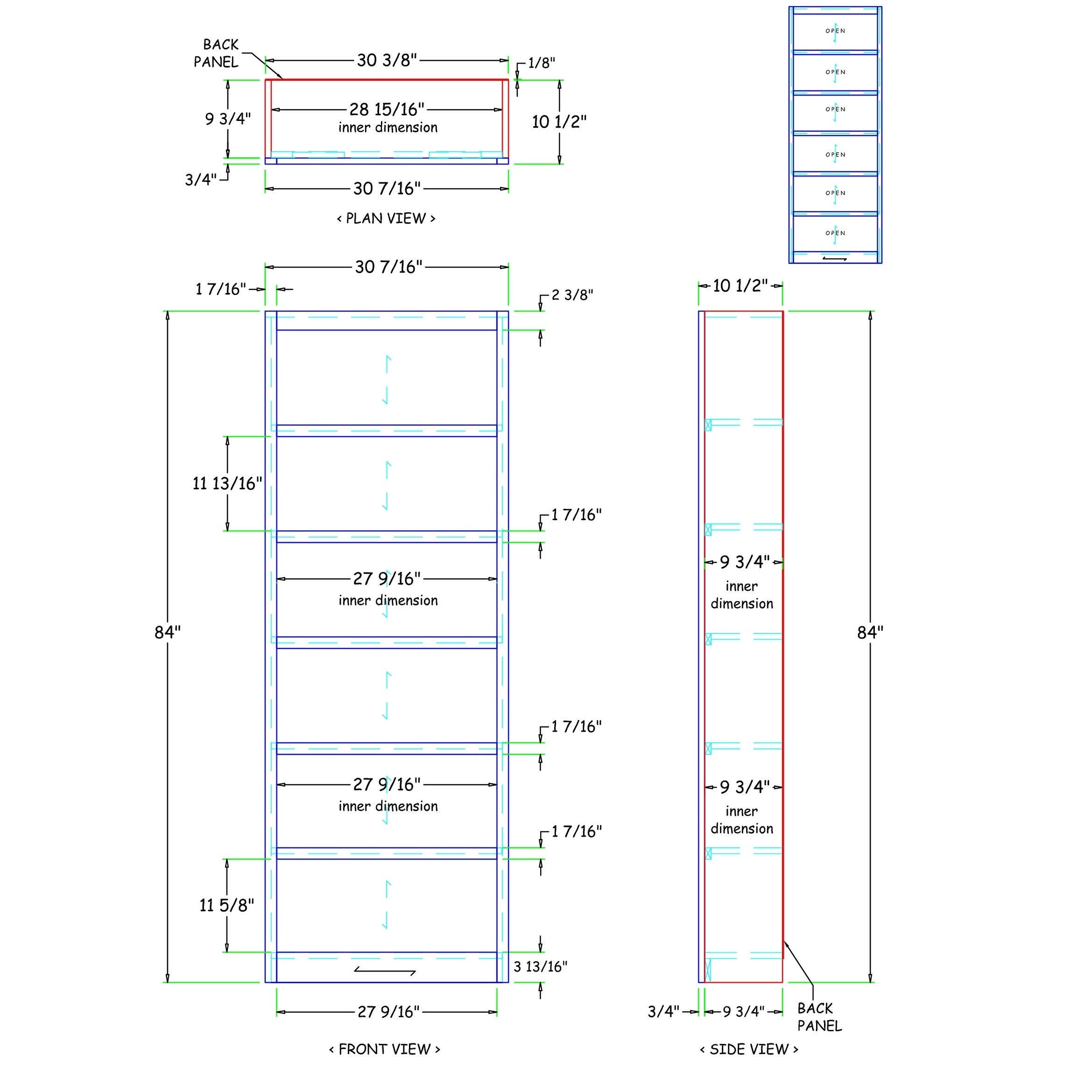 Concepts in Wood Bookcase 6 Shelves Cherry