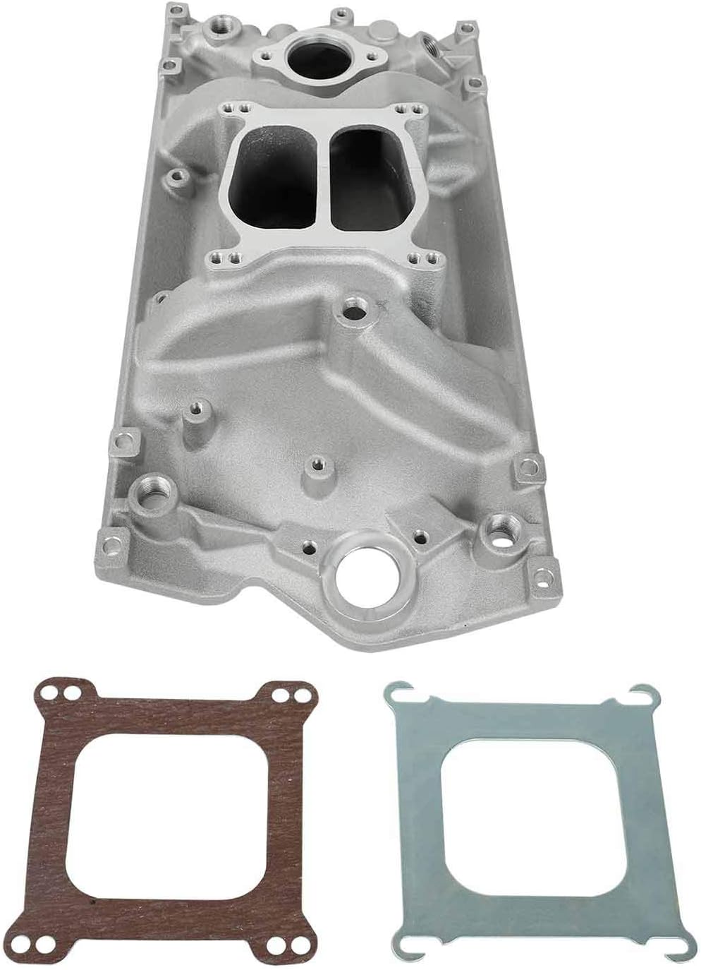 TYFYB Dual Plane Satin Aluminum Intake Manifold For SBC Chevy Vortec 350 Heads idle to 5500 RPM Power Range