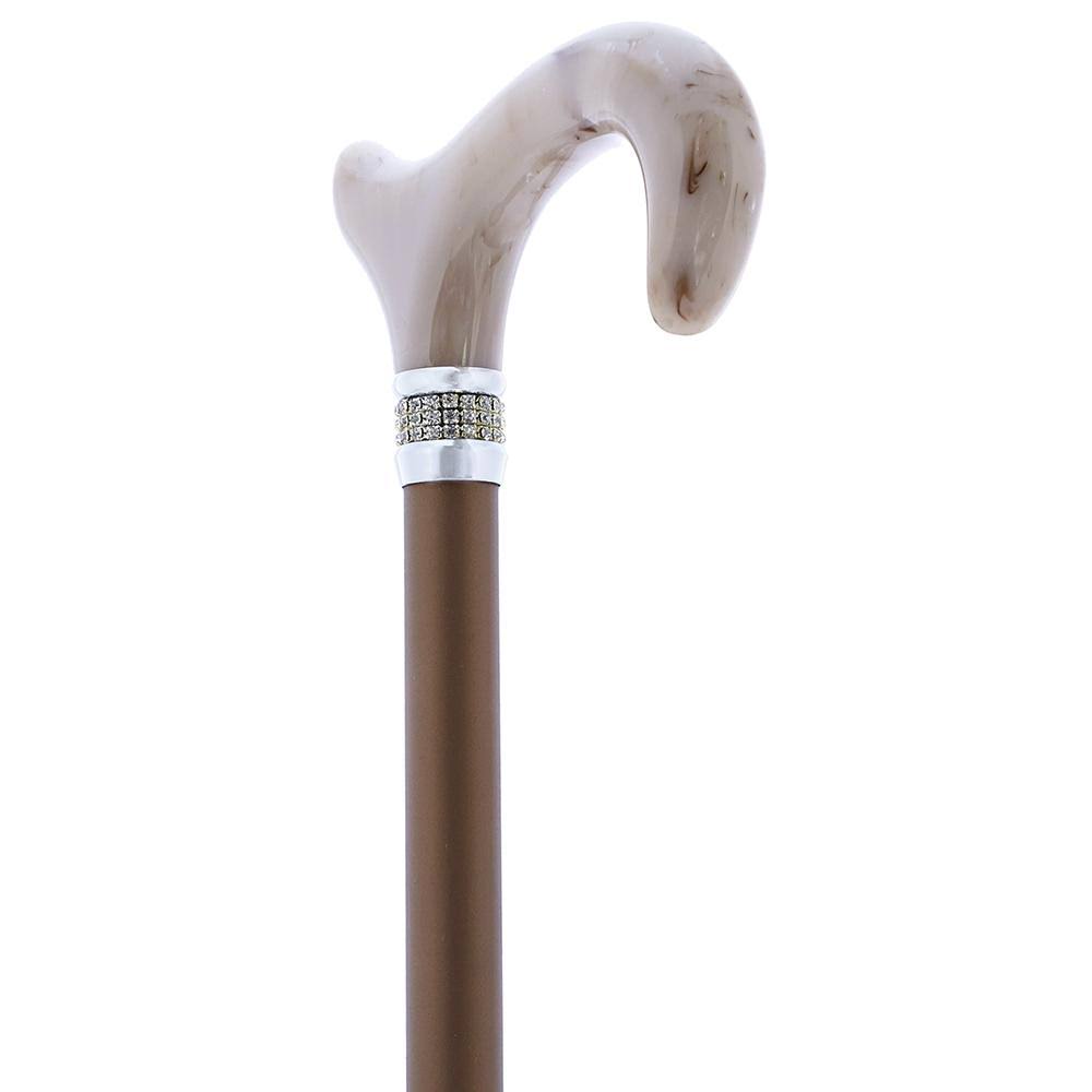 Royal Canes -Champagne Pearlz with Rhinestone Collar and Designer Adjustable Cane