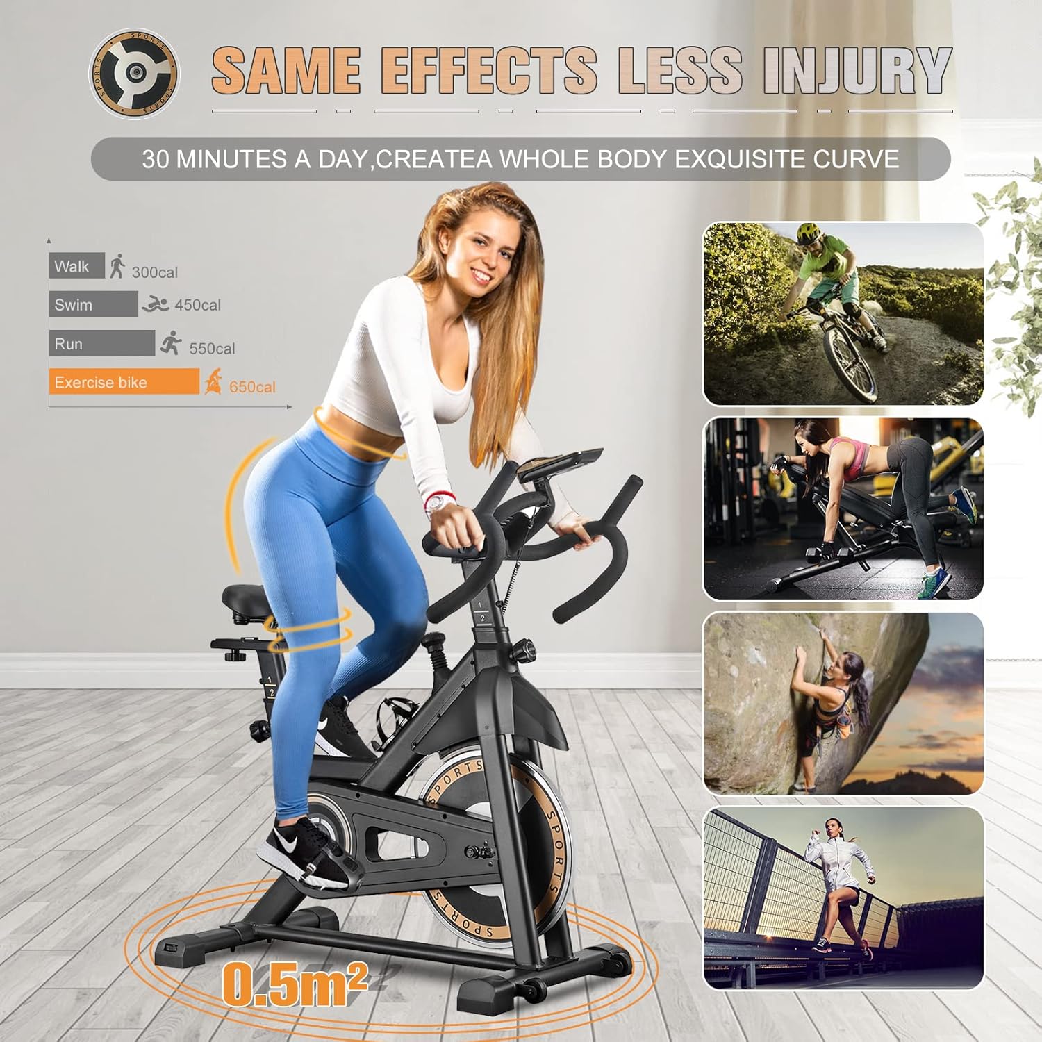 Indoor Cycling Bike Stationary, VIGBODY Exercise Bike Ipad Holder with LCD Monitor Comfortable Seat for Home Cardio Workout Indoor Fitness Training Bike