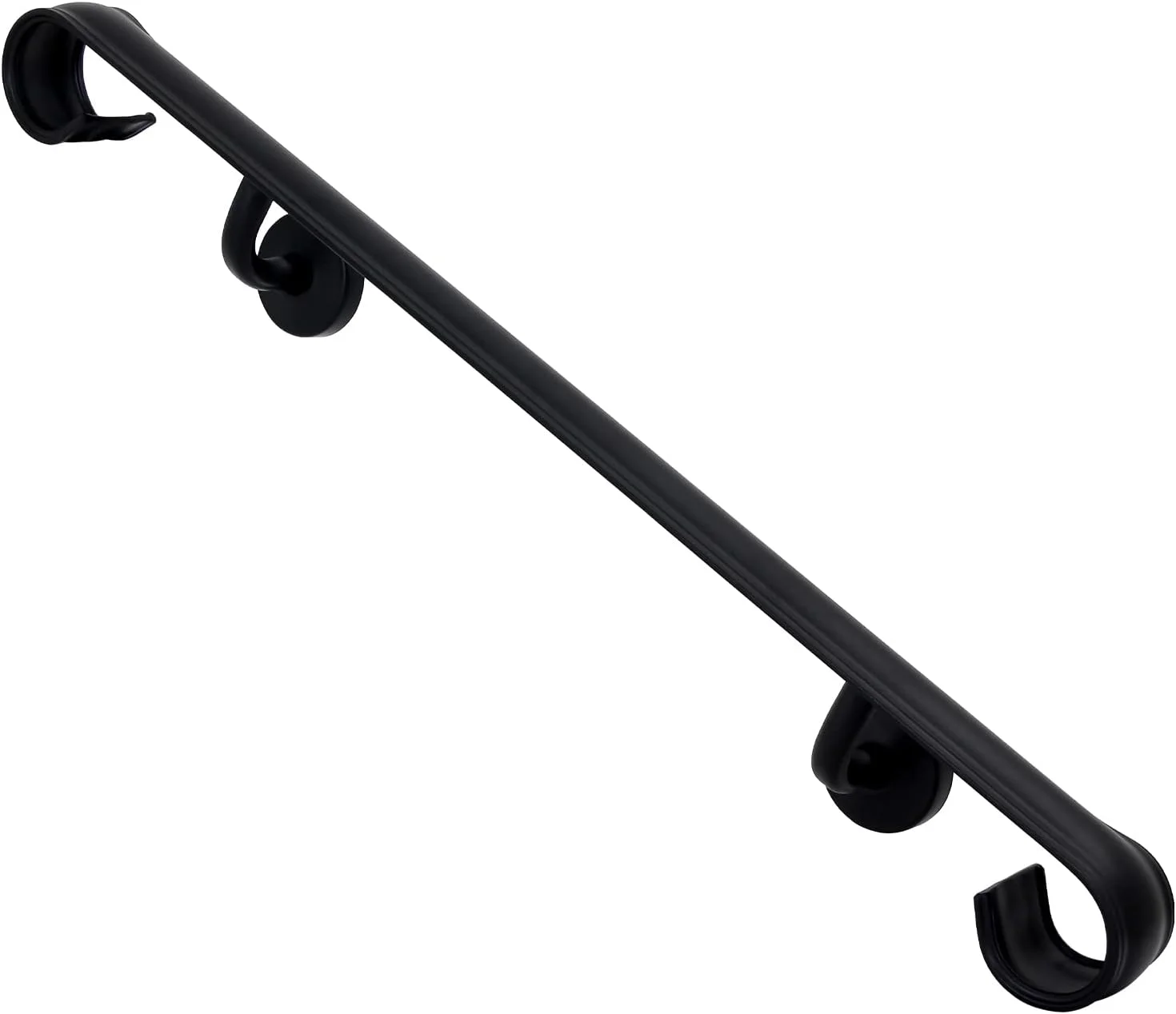 AUCHI Wall Handrail Wrought Iron, Stair Handrail Safety Non-Slip and Rust Resistant, Wall Mount Handrail Fits 4-5 Steps for Indoor or Outdoor Stairs - Curated Treasures Market
