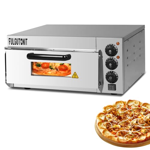 Fulgutonit Pizza Oven Countertop, 16" Electric Pizza Oven Indoor, Commercial Pizza Maker, Stainless Steel Pizza Cookerwith Pizza Stone and Timer, for Hotel Restaurant Home Baked
