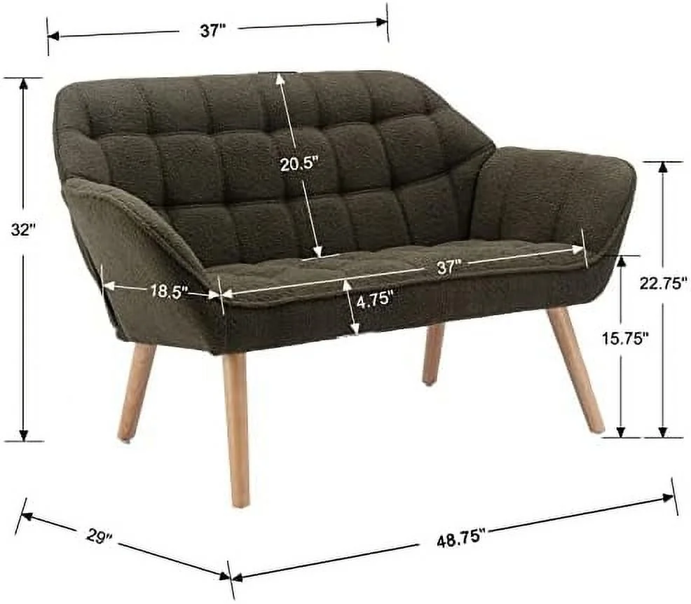 HOOMZNB Small Loveseat for Bedroom 2-Seat Mini Sofa Couch with Wingback and Gold Legs for Living Room Apartment Small Space Fluffy Love Seat  Cream Velvet