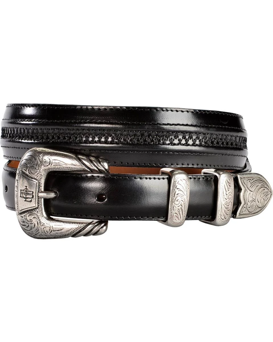 Lucchese Men&s Hobby Stitch Tapered Goat Belt, Black, W2202H