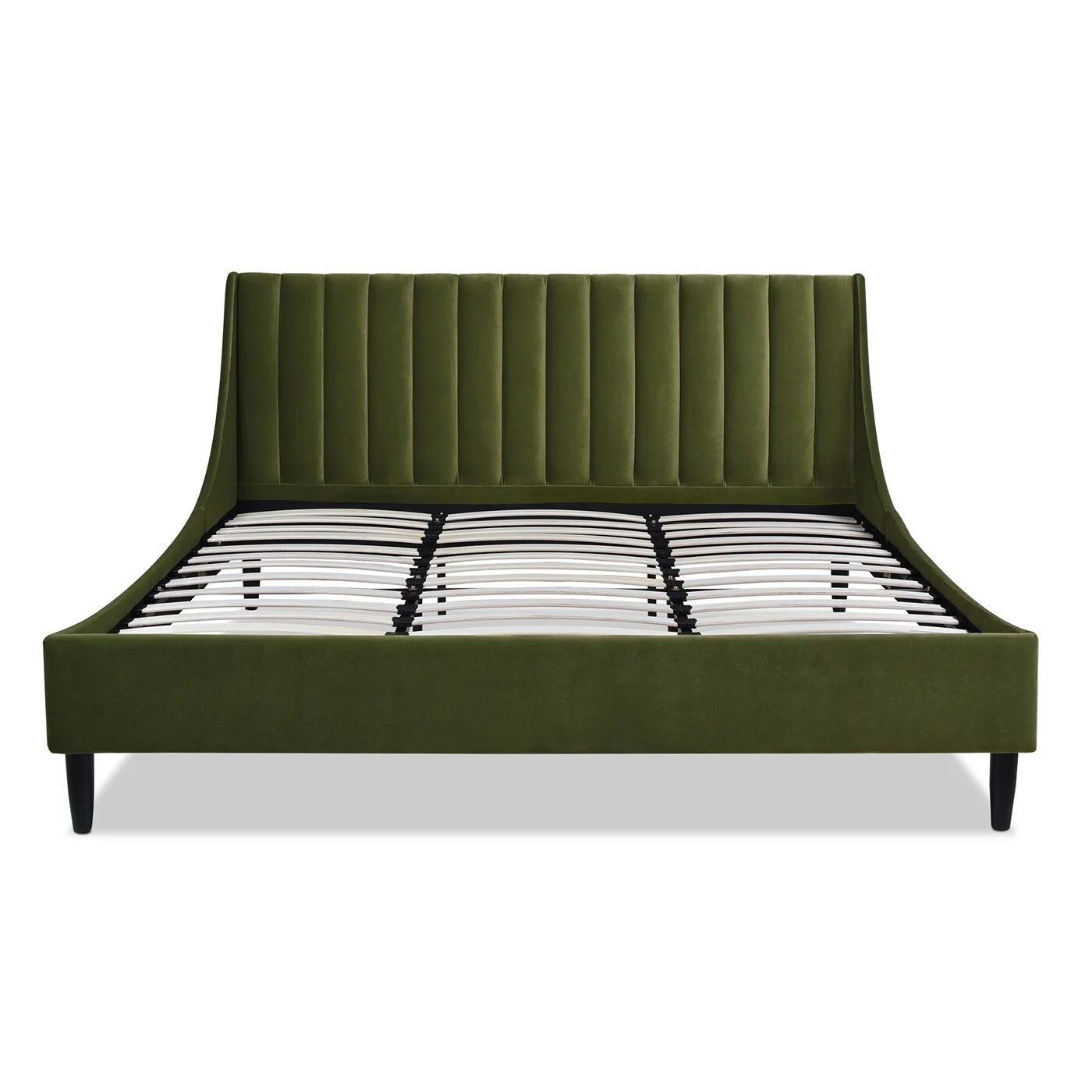 Jennifer Taylor Home Willow Performance Velvet Channel Tufted Platform Bed Olive Green King