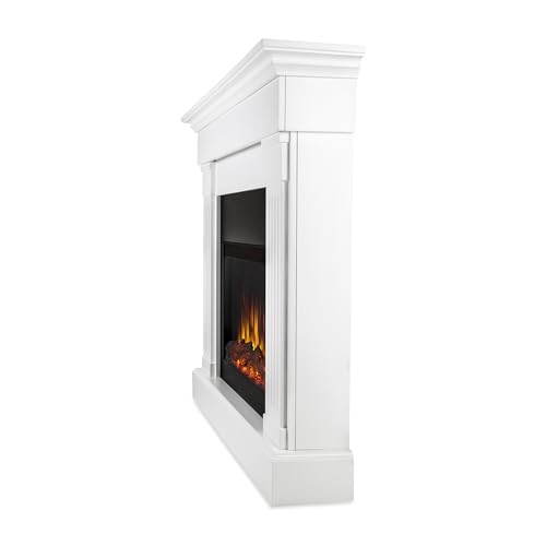 Real Flame Crawford 48" Slim Indoor Electric Fireplace with Mantel for Living Room or Bedroom, Replaceable Fireplace Insert Heater, Realistic Log and Flame Effect, Remote Control, Timer.