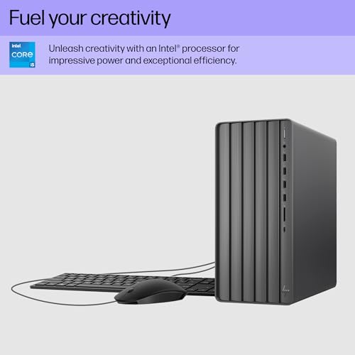 HP Envy Desktop, 12th Gen Intel Core i7-12700, 16 GB RAM, 512 GB SSD & 1 TB SATA Hard Drive, Windows 11 Pro, Wi-Fi & Bluetooth, Wired Keyboard & Mouse, Pre-Built PC Tower (TE01-3022, 2022),black