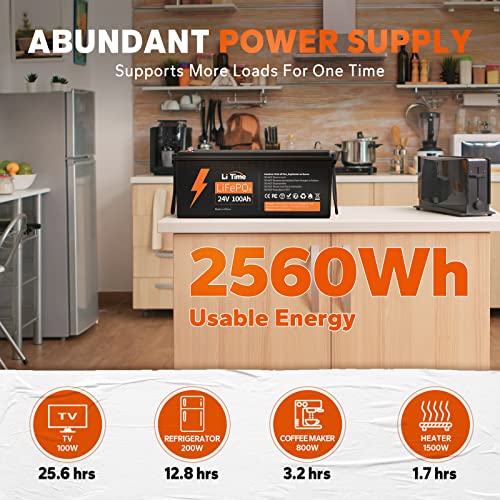 LiTime 12V 100Ah LiFePO4 Battery BCI Group 31 Lithium Battery Built-in 100A BMS, Up to 15000 Deep Cycles, Perfect for RV, Marine, Home Energy Storage
