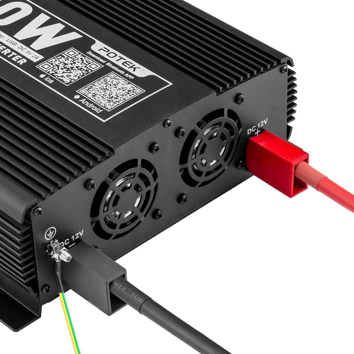 POTEK 2000W Pure Sine Wave Inverter with Automatic Transfer Switch 12V DC to 120V AC and Bluetooth