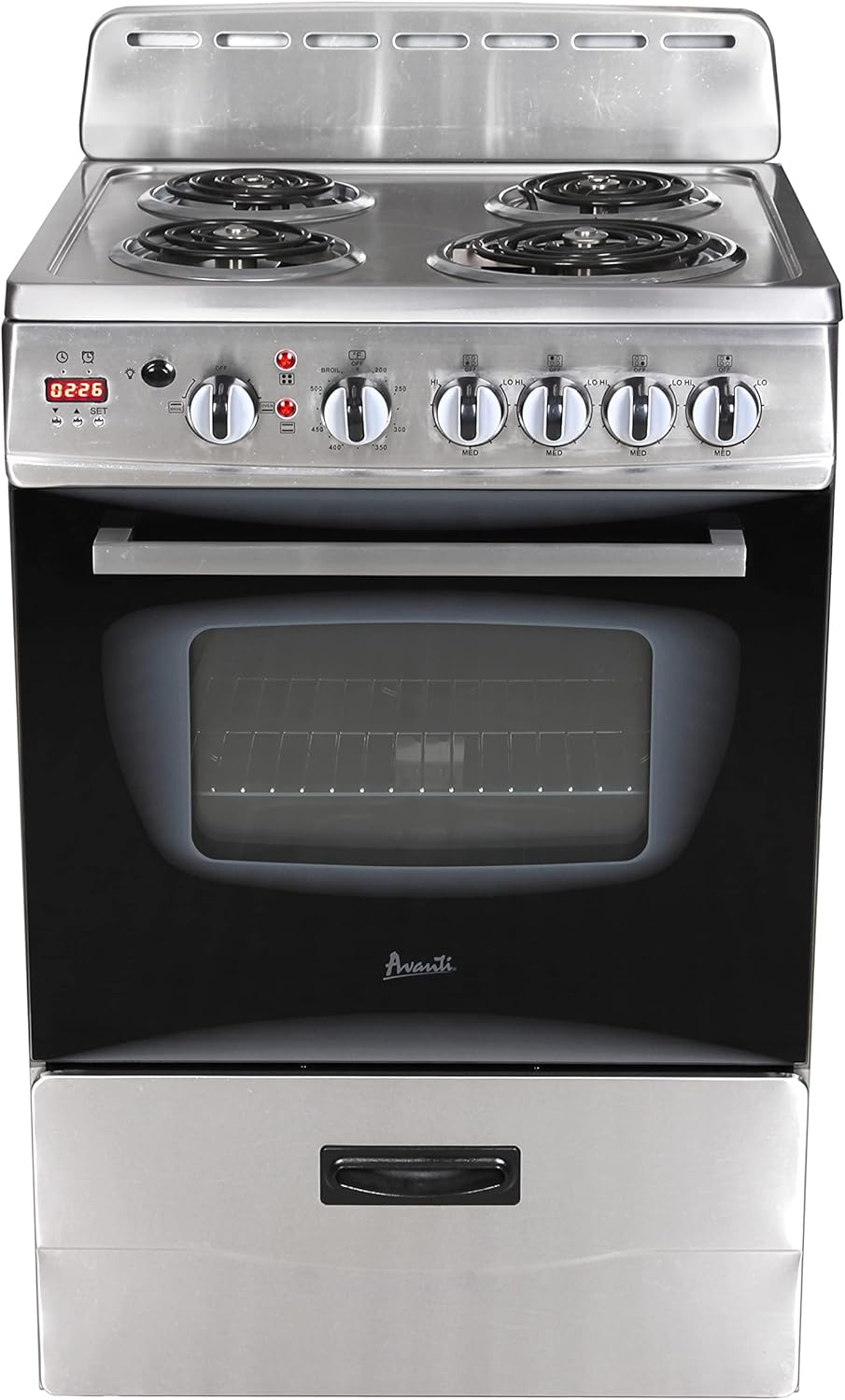 Avanti ERU240P3S ERU240 24" Electric Range Oven with Framed Glass Door, in Stainless Steel