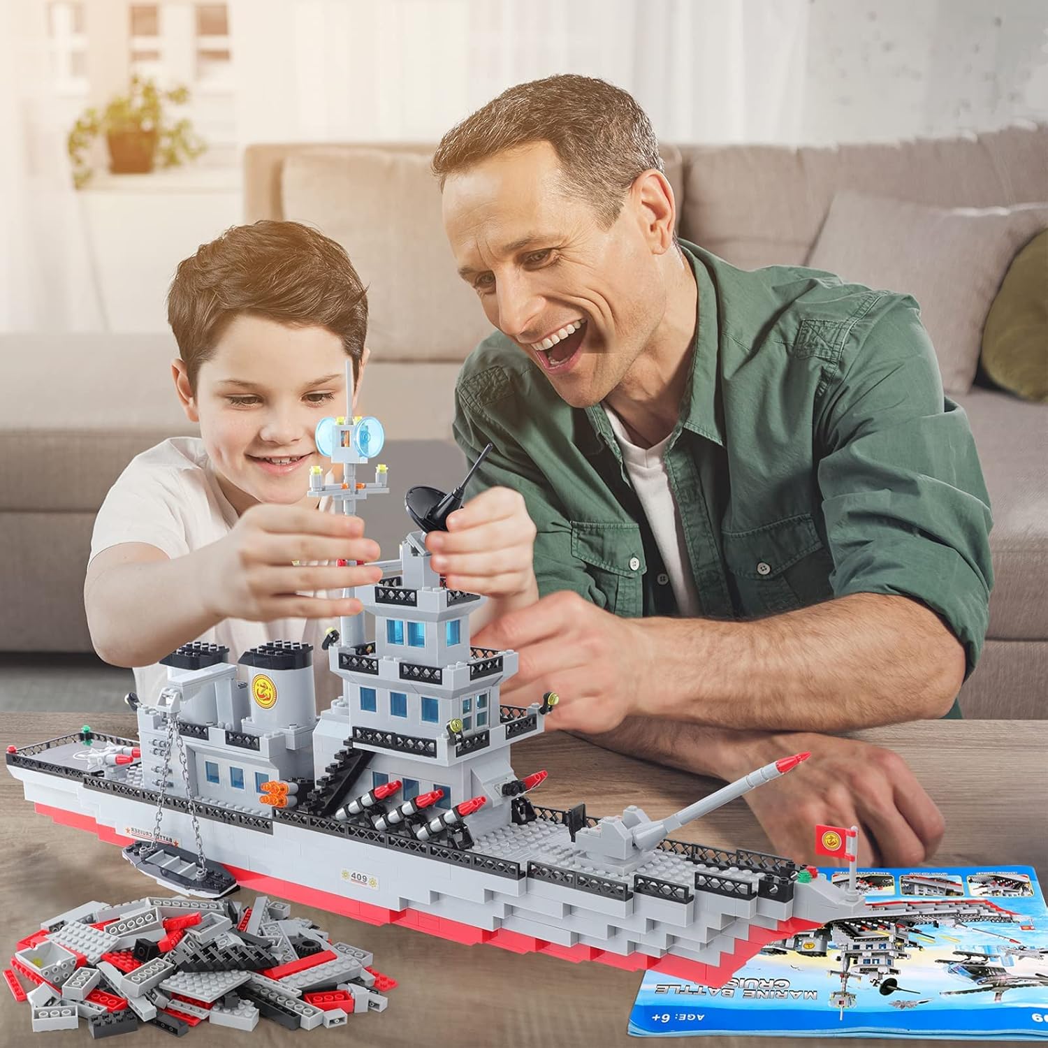 Military Aircraft Carrier Toy Building Blocks Set, 1131 Pieces Army Battleship Aircraft Boat Building Toy with Army Helicopter, Present Gift for Kids Boys Girls 6-12