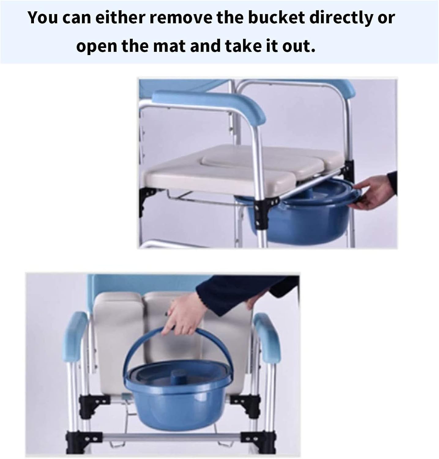 KOHARA Wheelchair, Shower Chair Toilet Bathtub Bedside Commode Seat Chair, Shower Wheelchair Portable Toilet, Bathroom Anti-Slip Bedside Chair, Wheeled Commod with Footrests