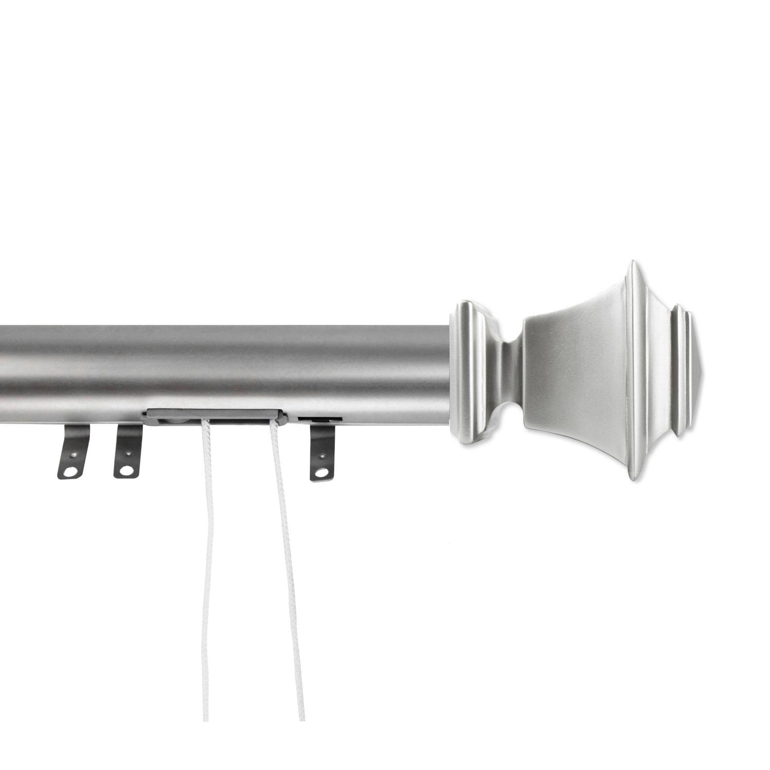 Rod Desyne 30 in. - 48 in. Bach Decorative Traverse Rod with Sliders in Satin Nickel