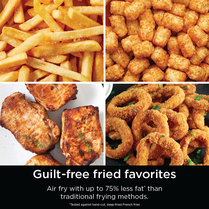 Ninja Air Fryer, 8 QT DoubleStack 2-Basket, Space Saving Design, Cooks 2lb Chicken Wings, Feeds up to 6 People, 6-in1 Air Fryer, Roast, Bake & More, Easy to Clean, Dishwasher Safe Parts, Black, SL201