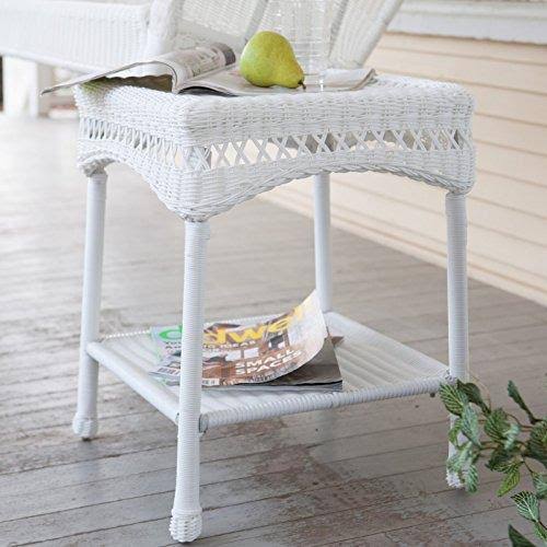 Coral Coast Casco Bay Resin Wicker Side Table, White
