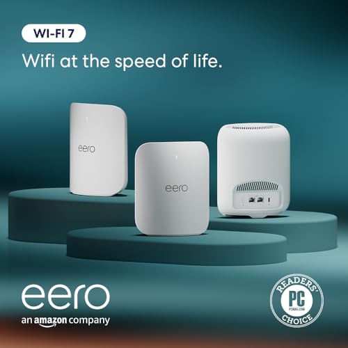 Introducing Amazon eero Pro 7 tri-band mesh Wi-Fi 7 router (newest model) - Supports internet plans up to 5 Gbps, Coverage up to 6,000 sq. ft., 3-pack