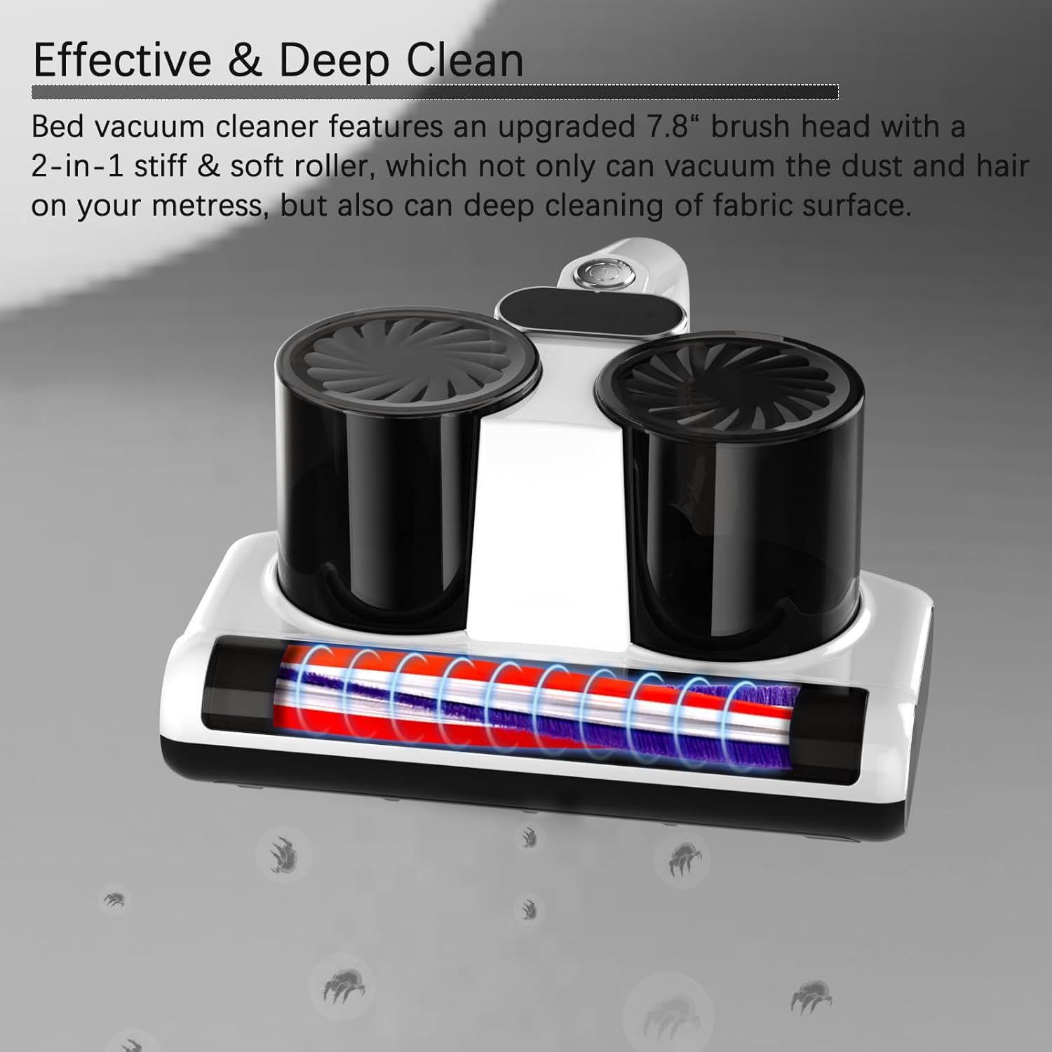 Bed Vacuum Cleaner, Mattress Vacuum Cleaner with UV & High Heating Tech, 12Kpa Strong Suction Handheld Vacuums of Bed Mattress Sofas, Pet Hair and Carpets