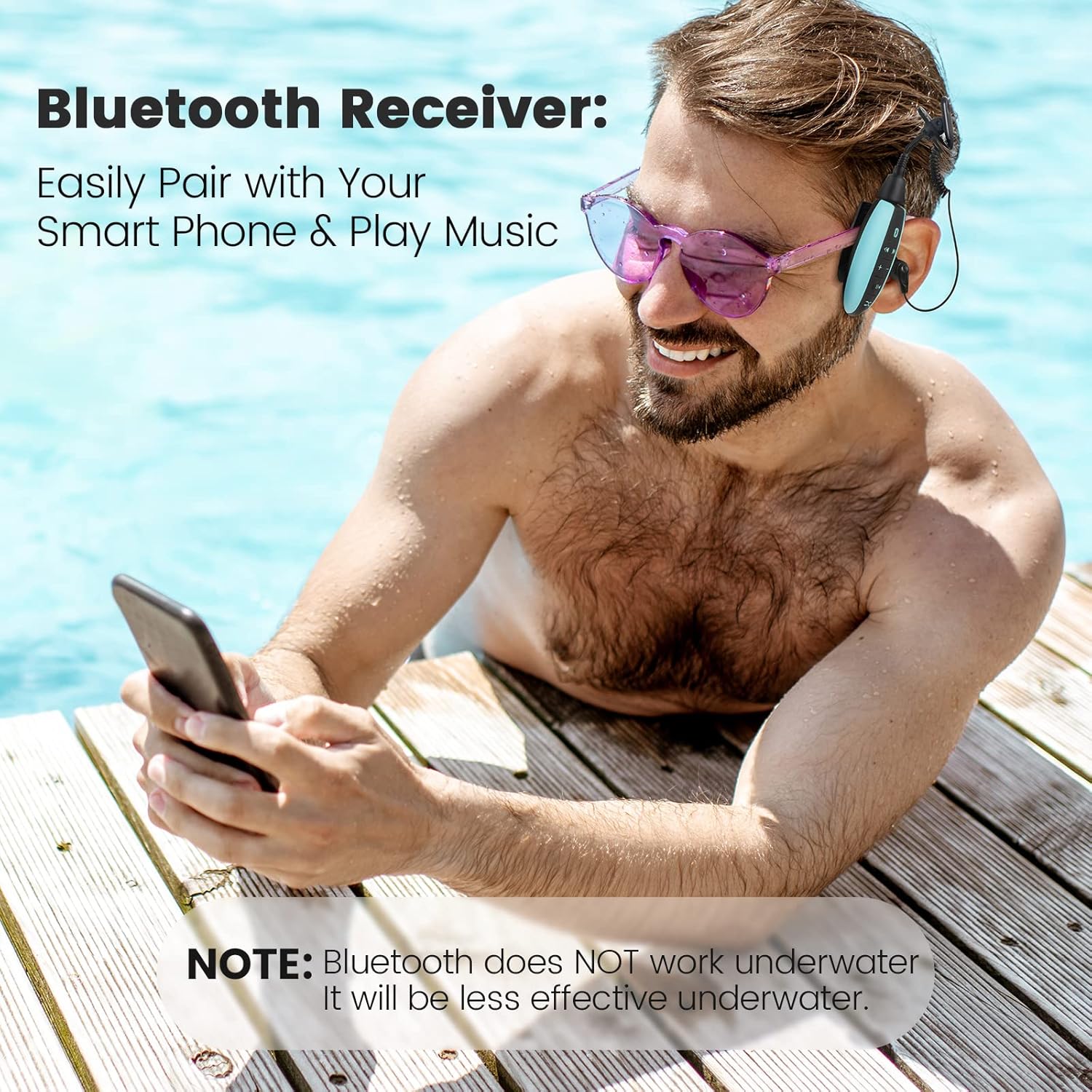 Swimming MP3 Player with Clip, AGPTEK S19 8GB IPX8 100% Waterproof Music Player with Bluetooth and Underwater Headphones for Swimming, Running, Watersports Pack of 2