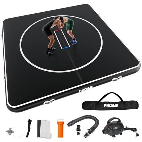 Inflatable Wrestling Mat 16ft/13ft/10ft, 4" Thick Foldable Jiu Jitsu Mats Wrestling Mats for Home Outdoor Indoor, Waterproof PVC Mat for Gymnastics, BJJ, MMA, Grappling, Judo, Boxing