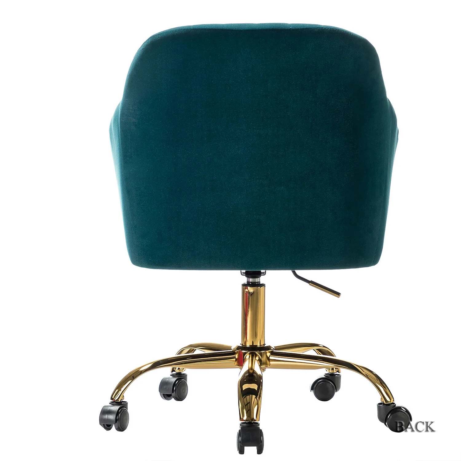 Modern Home Office Task Chair Swivel Rolling Velvet  Adjustable Gold Legs Bedroom Adult Green