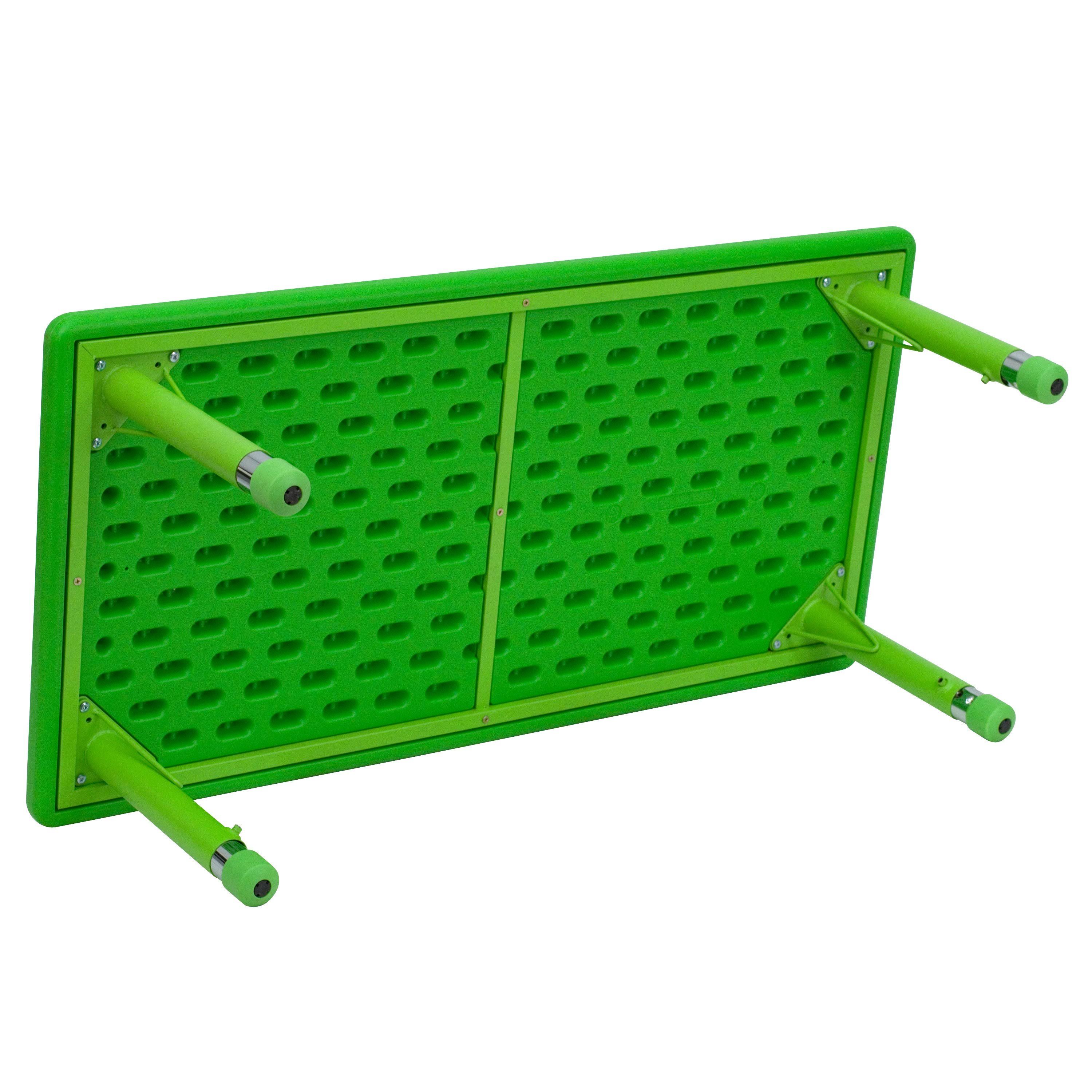 Flash Furniture 24&&W x 48&&l Rectangular Green Plastic Height Adjustable Activity Table Set with 4 Chairs