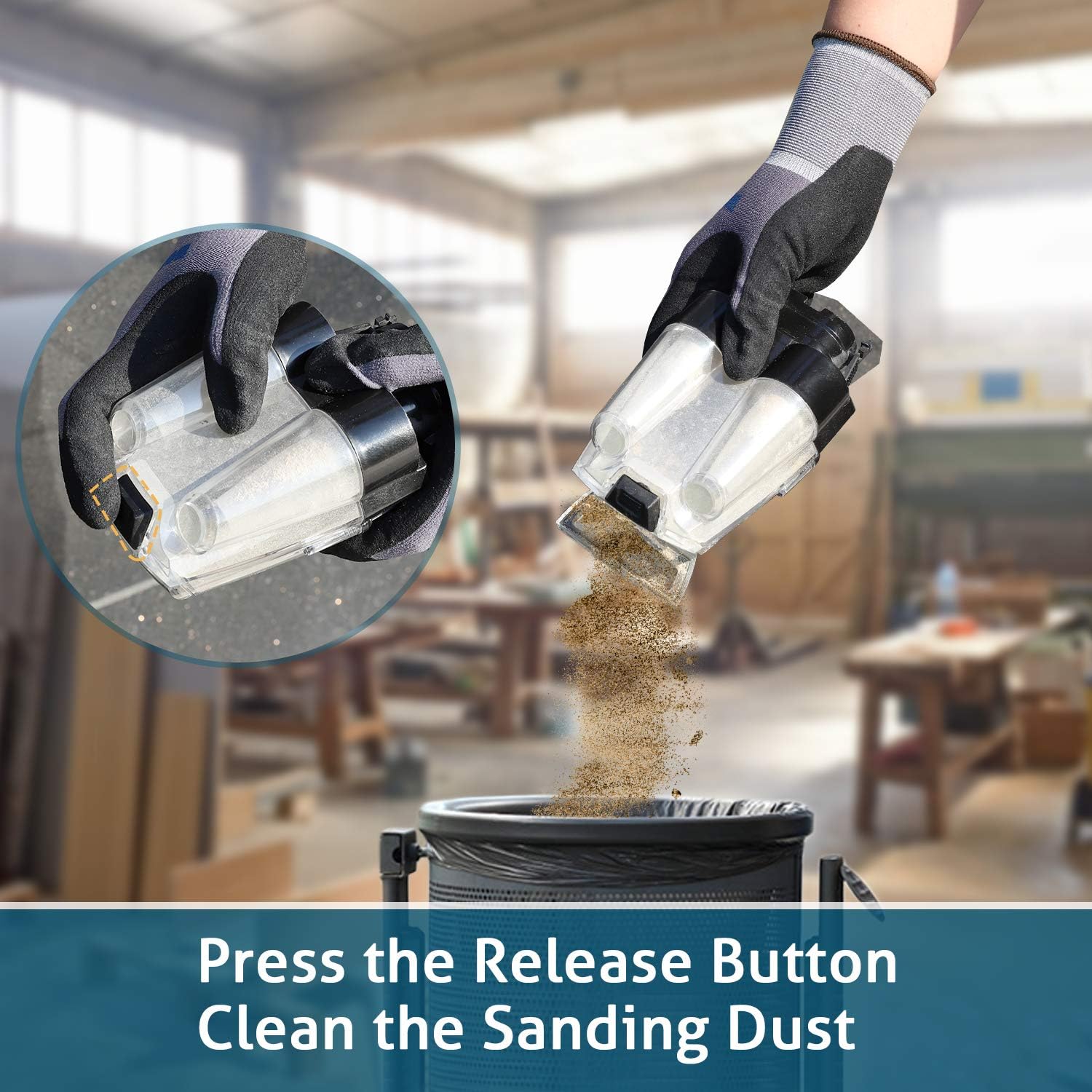 Random Orbital Sander, WESCO 3.0A Power Orbital Sander 5-Inch with 12Pcs Sanding Discs, Vancuum Adapter, Cyclone Box, Corded 6 Variable Speeds Electric Sander, Efficient Dust Collection System Pack of 2