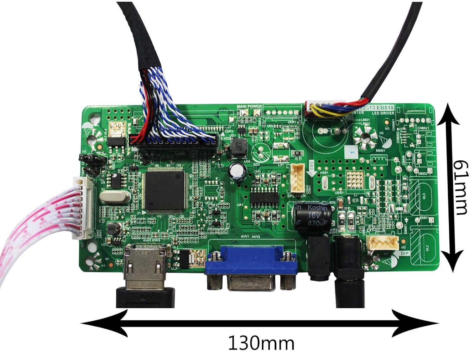 VSDISPLAY 13.3" 13.3 Inch 1920X1080 LCD Screen LQ133M1LW02 with HD-MI VGA Audio LCD Controller Board RT2513-818