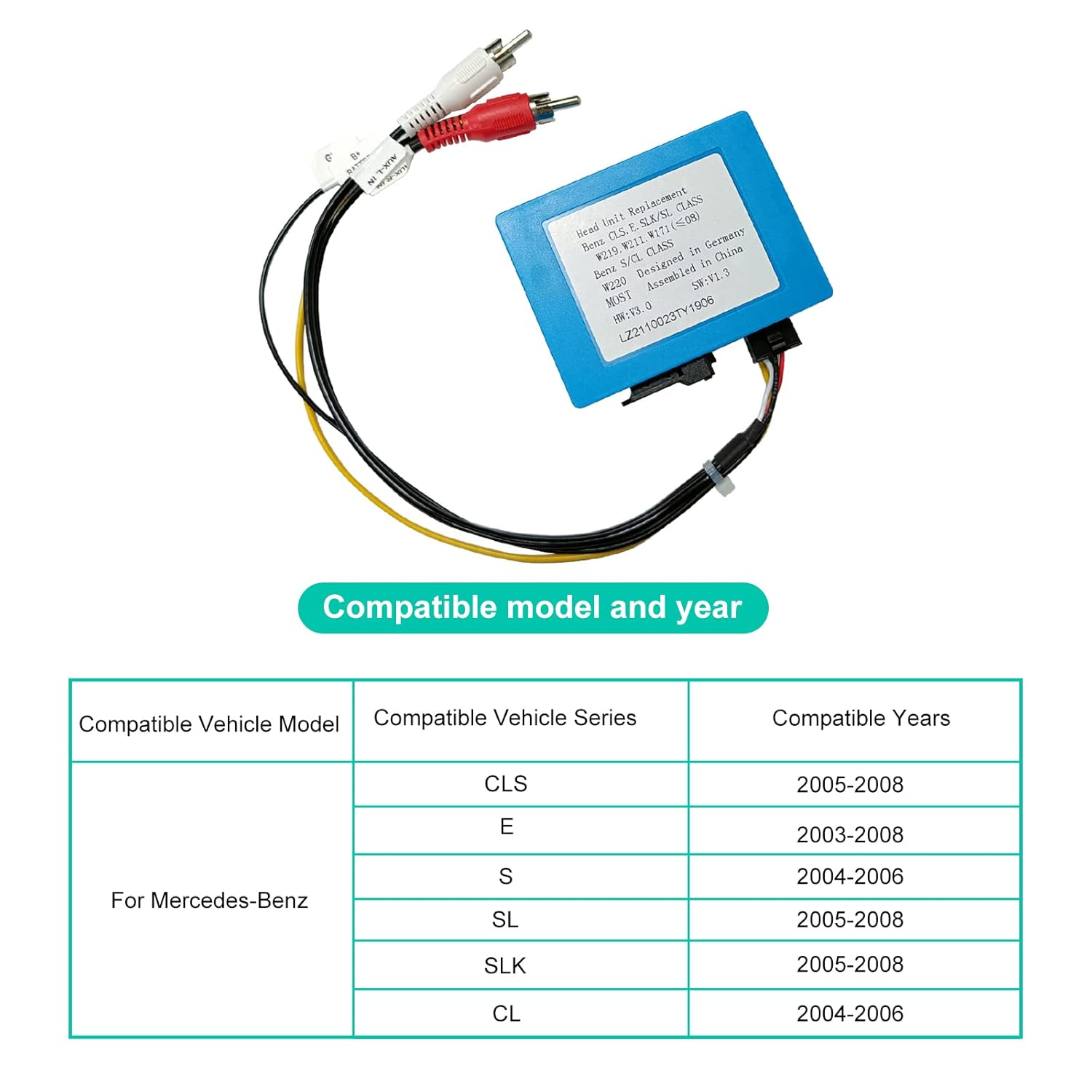 Fiber Optic Box Decoder Most Bus Based Systems for Head Unit Replacement Car Stereo Radio for Mercedes Benz E CLS SLK SL S CL Series (W219 W211 W171) (2003-2008)