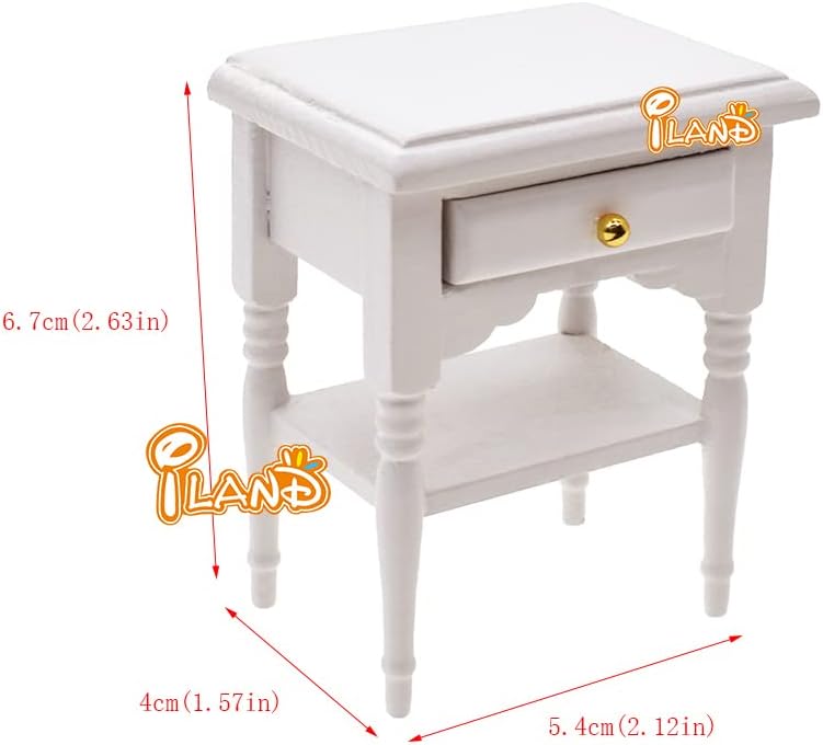 iLAND Dollhouse Furniture of Miniatures Pink Dollhouse Bedroom on 1/12 Scale for Girls, Dollhouse Bed w/ Piano (Sweet Doll Furniture 6pcs)