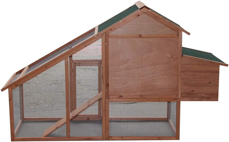 Outdoor Wooden Chicken Coop,Multi-Level Hen House, WaterproofPet Rabbit Hutch Chiken Coop Cage Hen House Poultry Cage with Ramps, Run, Nesting Box, Wire Fence (75‘’)