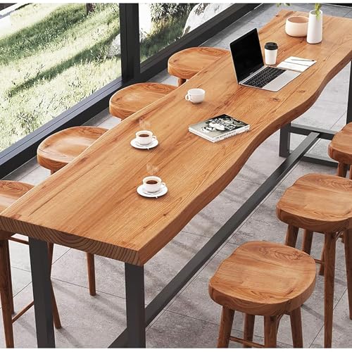 Solid Wood Bar Table Modern Pub Table Rectangle Bar Counter Table Solid Wood Bar Height Table Sofa Bar Table For Small Space Kitchen Bar Dining Table-Table Only(78.7“L x 15.7“W x 41.3“H, Brown)