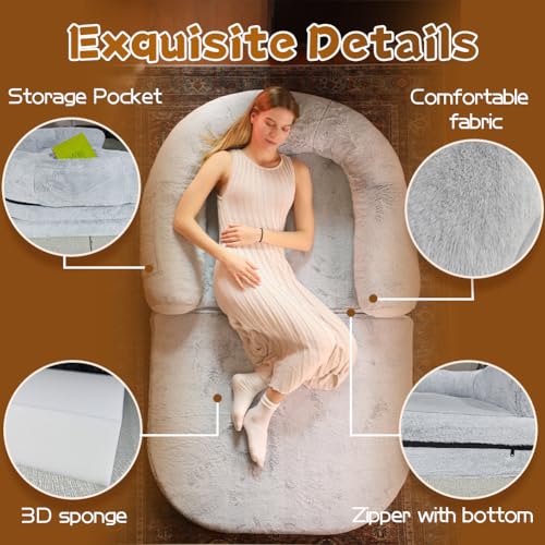 UVIPC Human Dog Bed Foldable Dog Bed for People，Giant Human Dog Foldable Bed for Adult ，Human Size Dog Bed with Soft Blanket Pillow