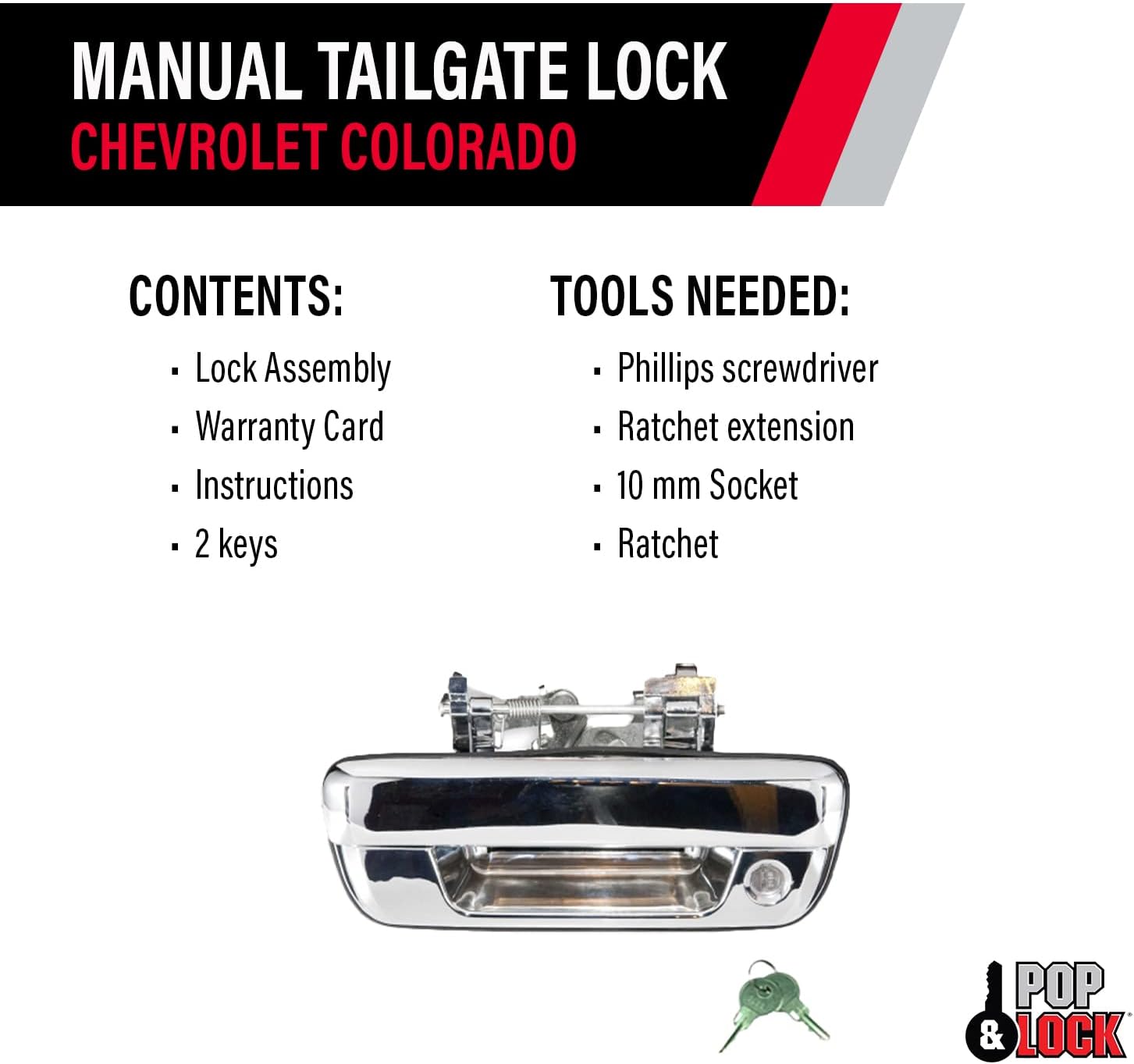 POP & LOCK PL1700C Tailgate Lock for Chevy Colorado and GMC Canyon - Chrome