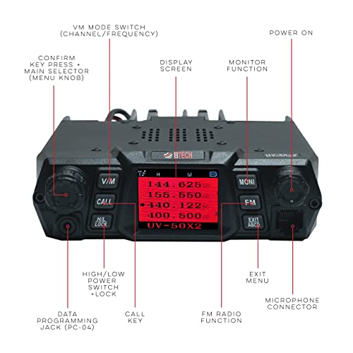 BTECH UV-50X2 (Second Gen.) Mobile 50 Watt Dual Band Base, Mobile Radio: VHF, UHF Amateur (Ham)