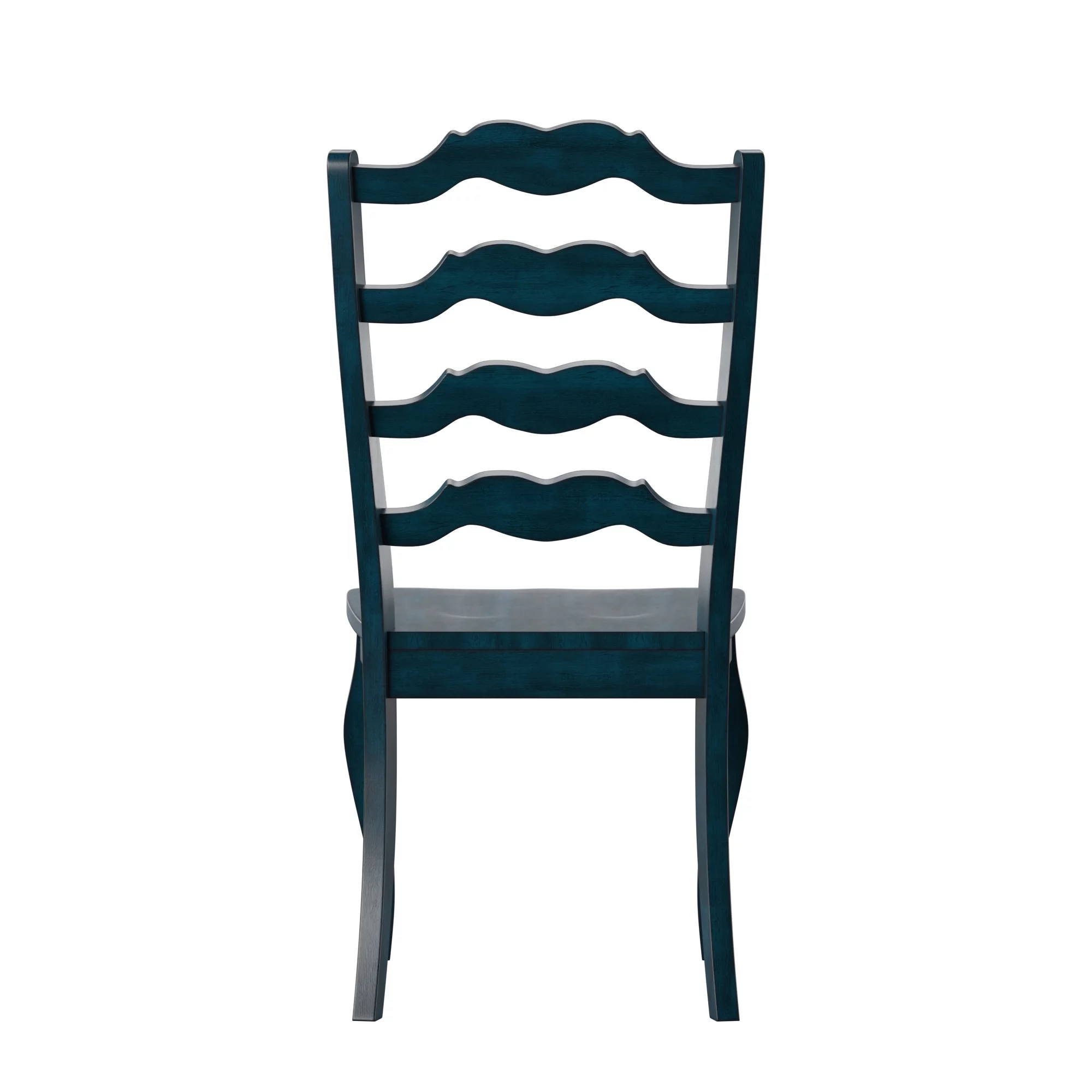 Weston Home Farmhouse French Ladder Back Wood Dining Chairs, Set of 2, Antique Dark Denim Blue
