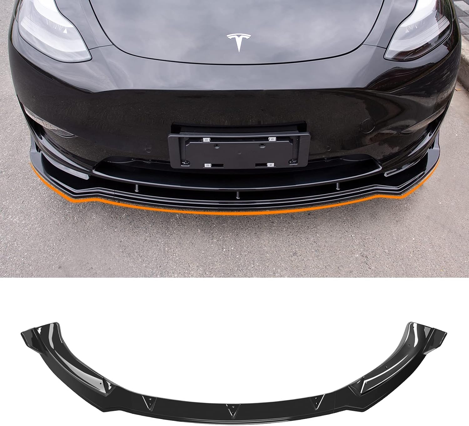 Fit Tesla Model Y Front Bumper Lip Kit Car Mods Spoilers For Tesla Model Y Accessories 2020 2021 2022 (Matte Carbon Fiber Pattern)