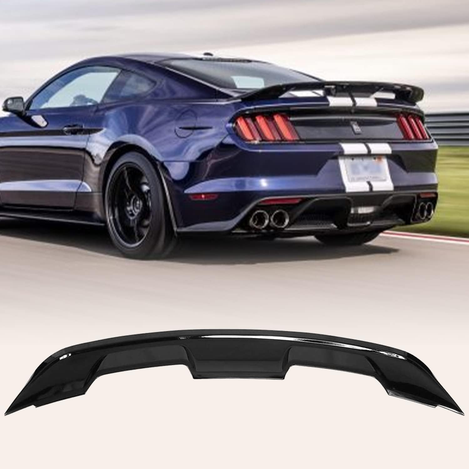 RoyalParts Rear Spoiler Wing Compatible with 2015-2020 2 Door Ford Mustang GT350 GT500 Style Trunk Spoiler( Glossy Black)