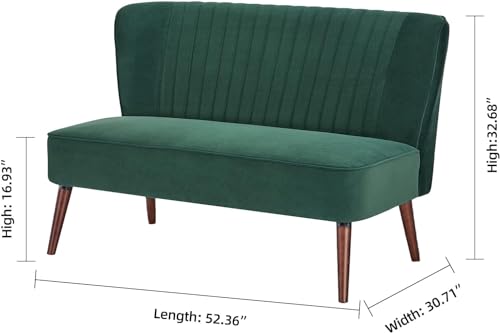 Artdeco Home Loveseat Sofa Mid-Century Modern Armless Love Seat Accent Chair, Cushioned with Comfortable and Supportive Foam, for Small Space (Velvet Gray, Accent Chair)