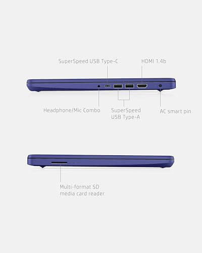 HP Ultra-Thin Everday Laptop Computer - Windows 11 Pro, 14 inch HD Display, Intel Celeron Quad Core CPU, 1-Yr Office 365, Wi-Fi, Long Battery Life, with 256GB Storage & Mouse