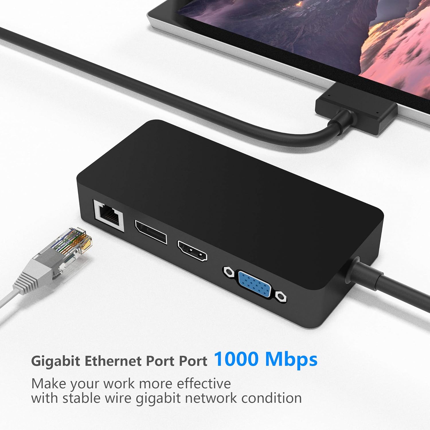 Surface Pro Dock for Surface Pro 4/Pro 5/Pro 6 USB Hub Docking Station with Gigabit Ethernet, 4K HDMI VGA DP Display, 3xUSB 3.0, Audio Out, USB C, SD/TF Card Slot Combo Dock Only for Surface Pro 4/5/6