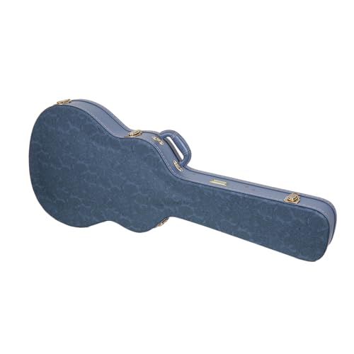 Crossrock Relief Series 335 Guitar Case for ES-335 & Semi-Hollow Electric Guitars | Carved Smoke Blue Finish, Monochrome Blue Velvet Interior, Lock – Premium Wooden Hardshell