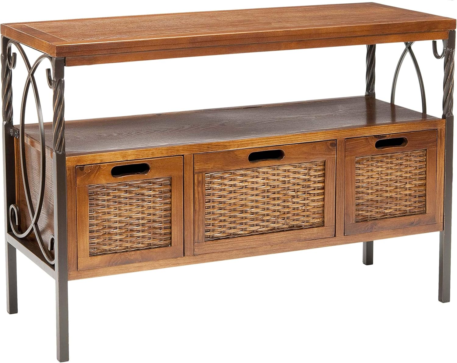 Safavieh American Homes Collection Joshua Antique Dark Walnut and Pewter 3-Drawer Console Table